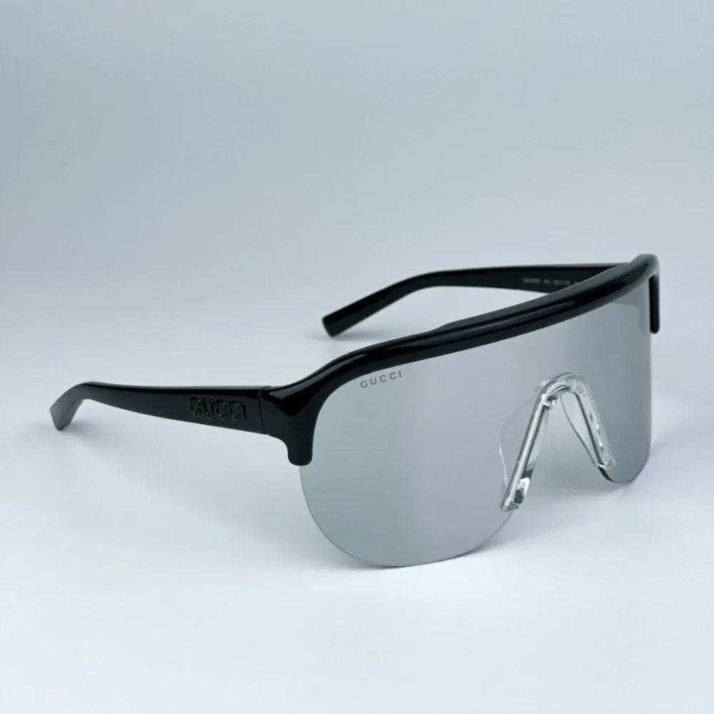 NEW Gucci GG1645S 003 Black Grey Silver Mirrored Unisex Mask Sunglasses GG 1645